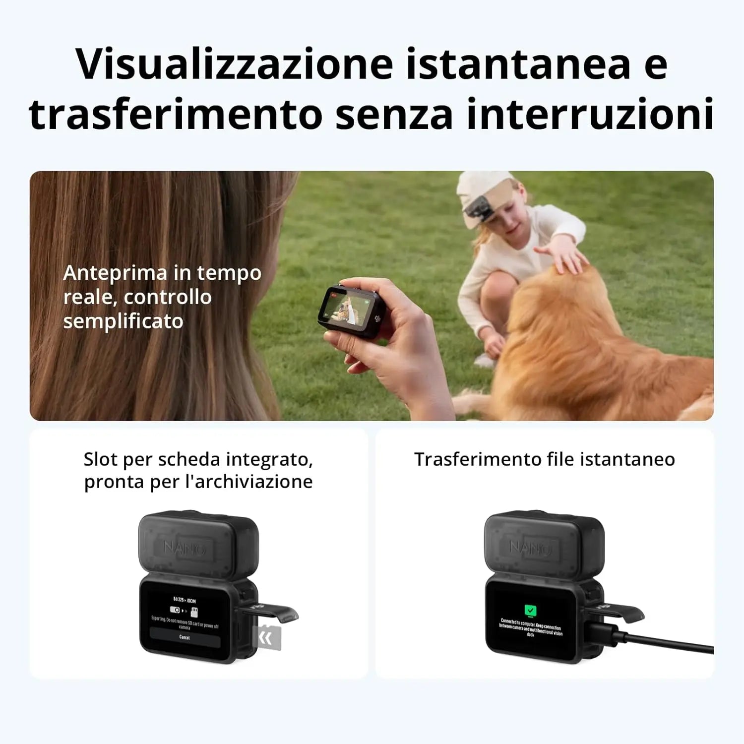 DJI OSMO NANO Lightweight Sports Action Video Cameras 1/1.3 ″ Sensor 143 ° Wide Wearable Camera For Cycling Running Vlogging