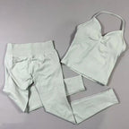 UETEEY Seamless Gym Set Women Tank Tops High Waist Scrunch Yoga Leggings Fitness Clothes Workout Sets Gym Suit Activewear