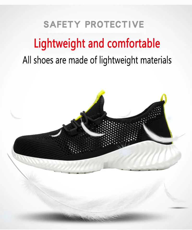 summer work shoes with protection breathable Lightweight safety shoes with iron toe anti-stab anti-slip working summer shoes