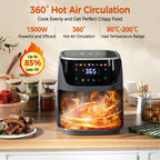 Patbrela Visible Air Fryer 7.0L 8-in-1 Max 200°C Electric Hot Fryer Oven Oilless Cooker with Touch Screen Nonstick Basket Family Size
