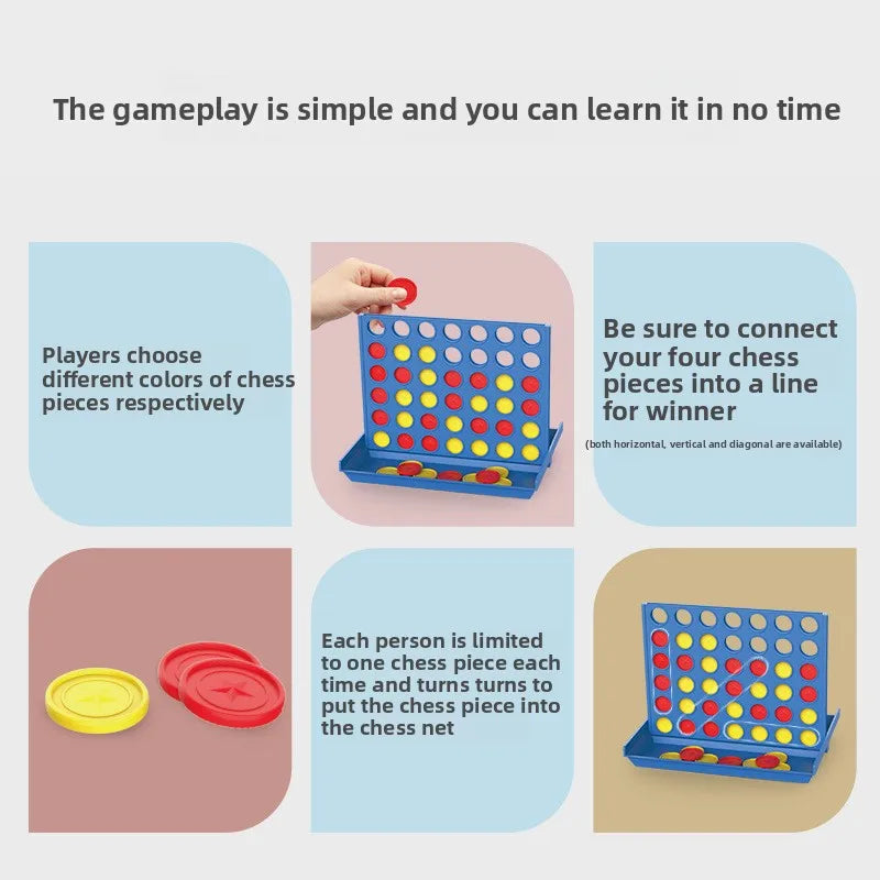 Classic Connect Four Board Game Four in a Row-2 Players Strategy Puzzle Toy for Family Game Kids Adults Durable Plastic Grid Set