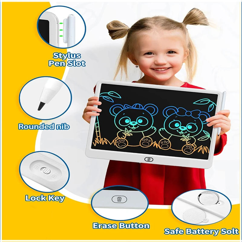 13/16 Inch LCD Drawing Tablet Writing Board Color Doodle Counting Practice Chalkboard Educational Toys For 3-12 Years Kids Gifts