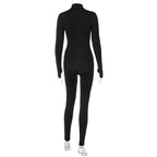 Fitness Outfit Female Casual Sporty Workout Zipper Jumpsuit Women Rompers Long Sleeve Skinny Activity Wear Overalls Tops