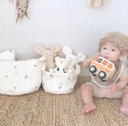 Cute Bear Embroidery INS Baby Bag Diaper Bag Caddy Nappy Cart Mummy Maternity Bag for Newborn - Storage Organizer for Toys And D