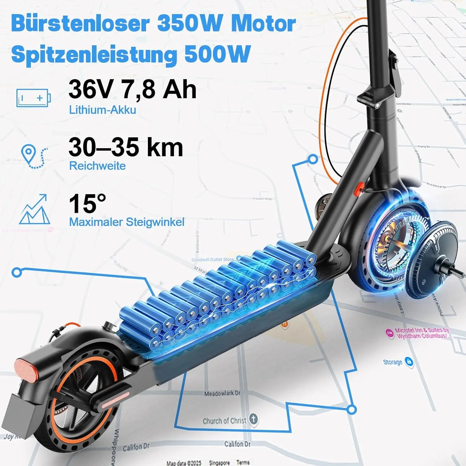 Todimart T3 ABE adult electric scooter, 36V 7.8AH, peak power 500W, 25-35KM, 8.5-inch honeycomb tires, urban electric scooter Secondary image