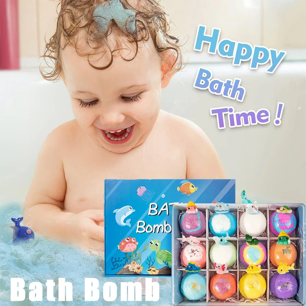 Kids Ocean Bath Salt Set with Surprise Toys Inside 12 Pack Organic Safe Bubble Baths Salt Main image