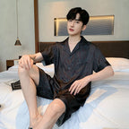 New men's summer summer thin ice silk short-sleeved shorts pajamas teenagers can wear a home service suit
