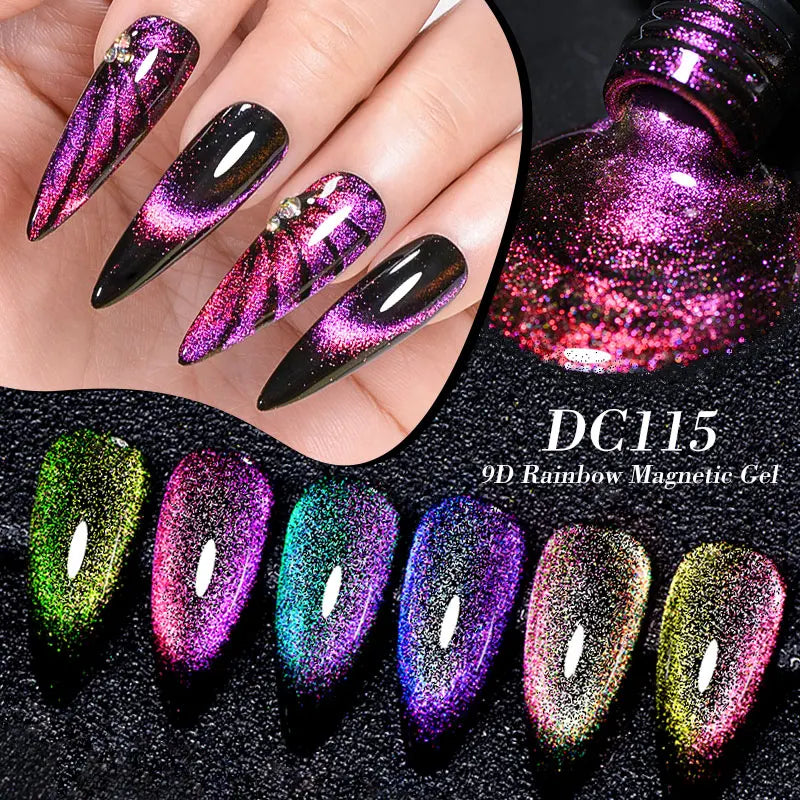 10/12PCS/SET Cat Magnetic Gel Nail Polish Set 9D Reflective Glitter Gel Semi Permanent UV Gel Soak Off Sparkling Nail Art Kits Secondary image