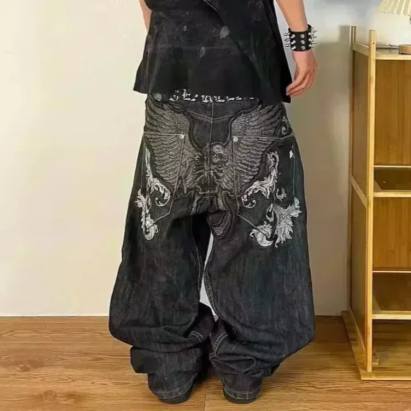 American Y2K 2025 New Baggy Wide Leg Black Jeans Overszied Women Street Casual Joker Denim Pants Couple Jeans Vintage Streetwear