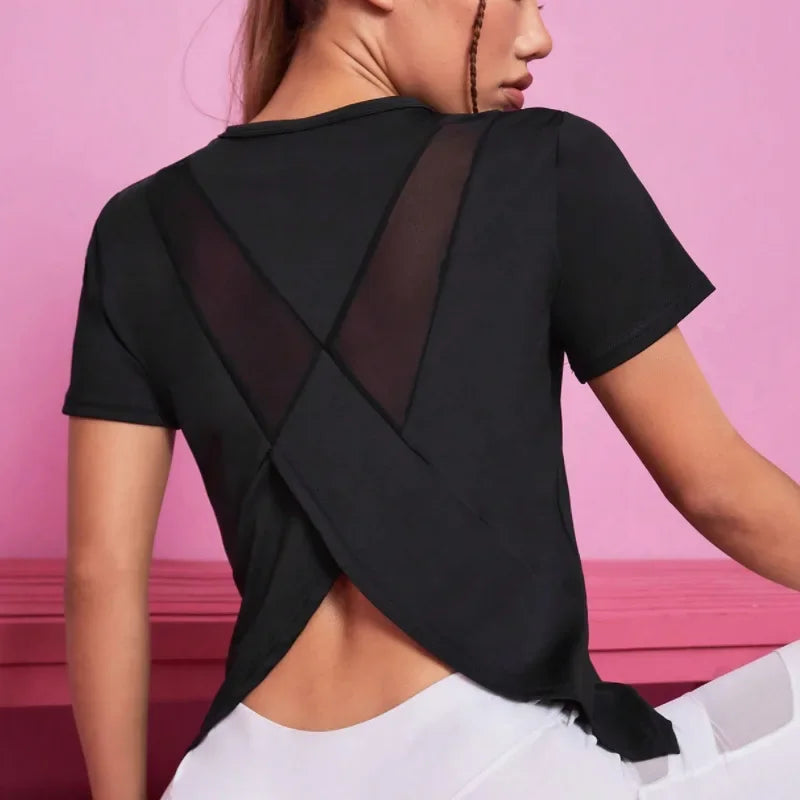 Women Seamless Yoga T-Shirt Female Fitness Crop Top Workout Gym Training Shirts Athletic Short Sleeve Yoga T-shirts Sportswear Main image