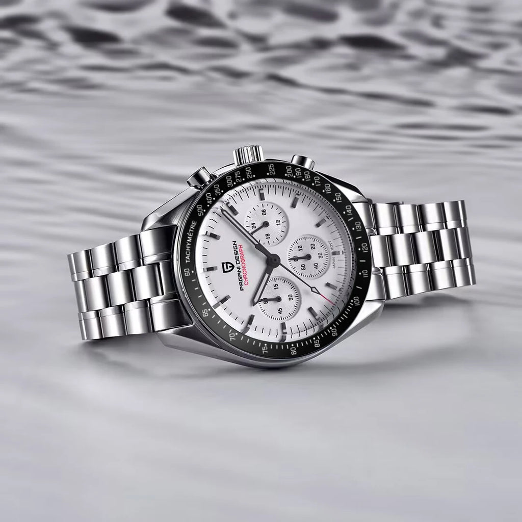 New PAGANI DESIGN Moon Men Watch Retro Luxury Quartz Watches For Men Stainless steel Sport waterproof Chronograph Man+With BOX