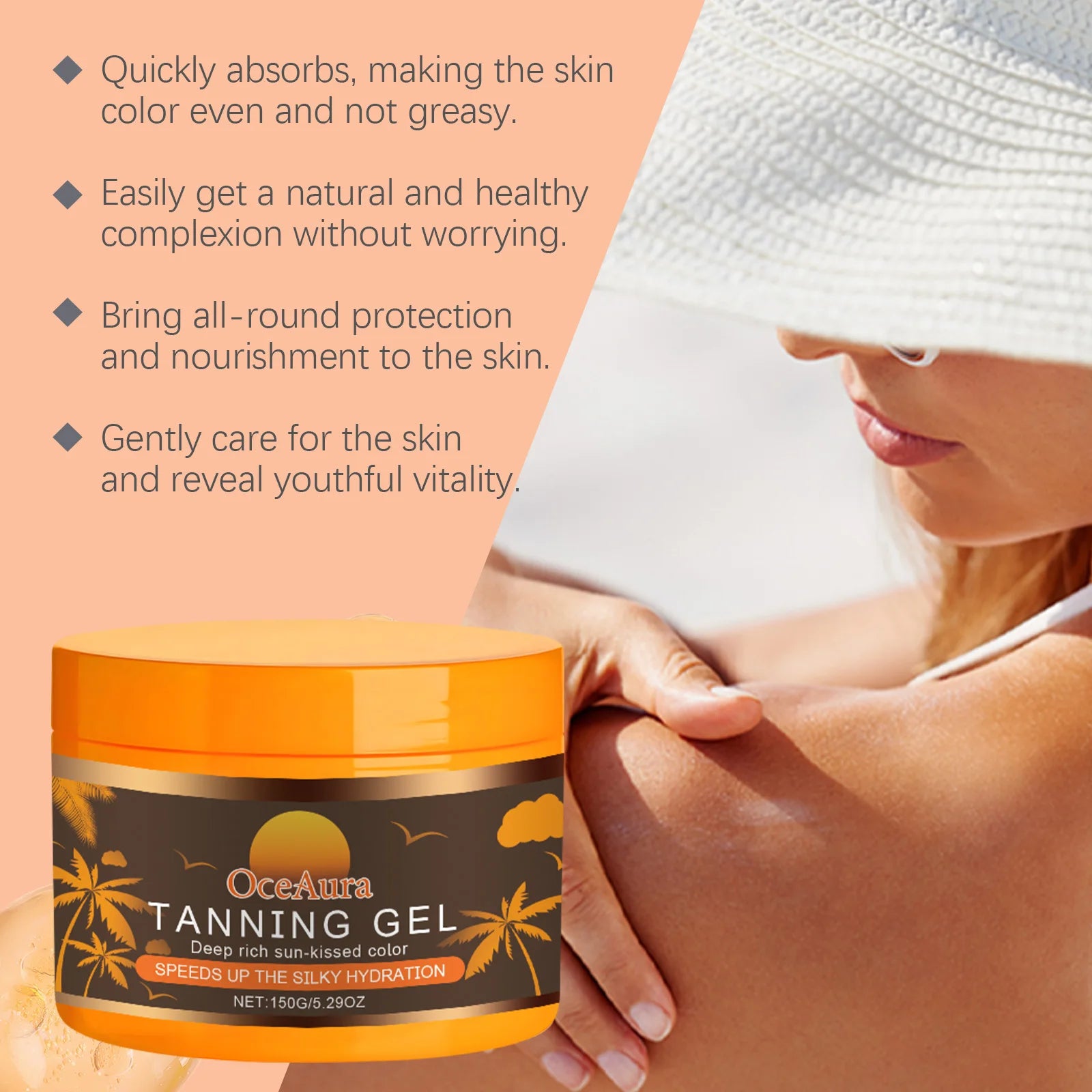 Body Tanning Gel Hydrating Lasting Natural Bronzing Soothe Drying Even Skin Tone Accelerate Dark Skin Sun Tanning Body Cream