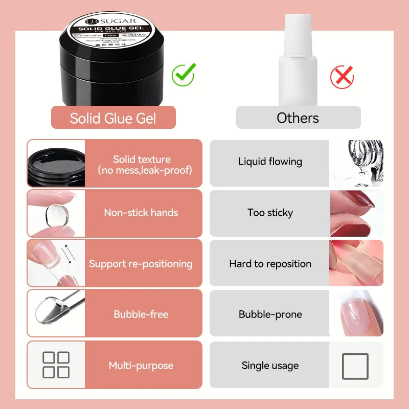 UR SUGAR 3PCS False Nails Set With 420Pcs Matte Soft Gel Tips Solid Glue Gel Remover Quick Nail Extension Kit Nail Beauty Starte