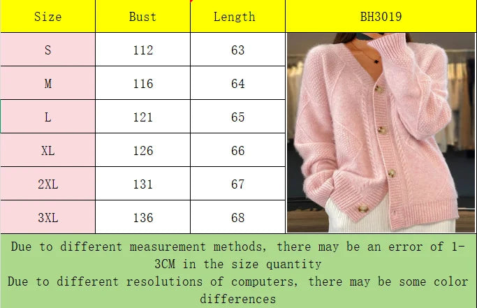 autumn and winter new solid color long sleeved V-neck knitted cardigan with breasted jacquard women's sweater