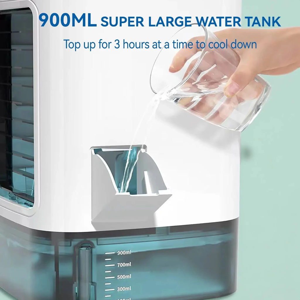 Compact Air Conditioner Fan Mini Evaporative Cooler with Ice Box & Large Water Tank USB Personal Cooler for Bedroom