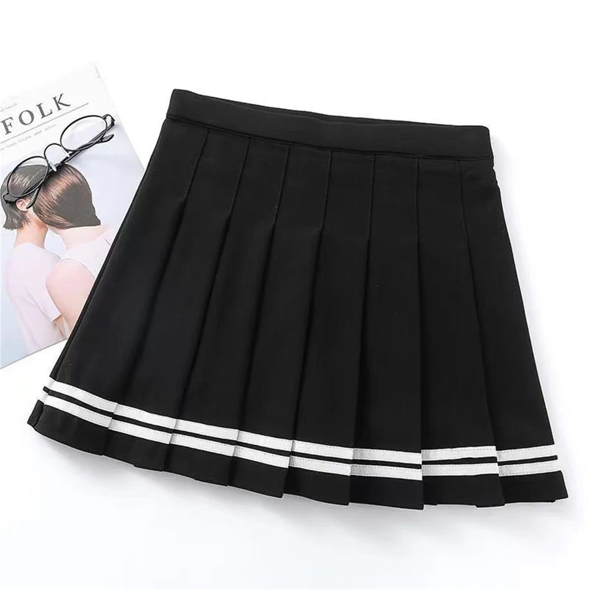 Vintage Korean Style Patchwork Skirt Harajuku JK Black Pleated Skirts Gothic Streetwear High Waist Mini Skirt Women Punk Skirt