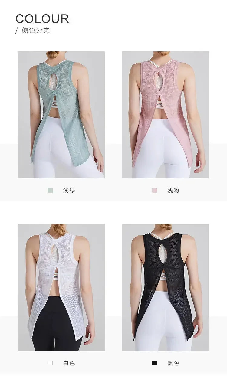 Sexy Sleeveless Backless Sports T-Shirt Women's Gym Tank Top Loose Sportswear Breathable Workout Tank Top Fitness Yoga Dance