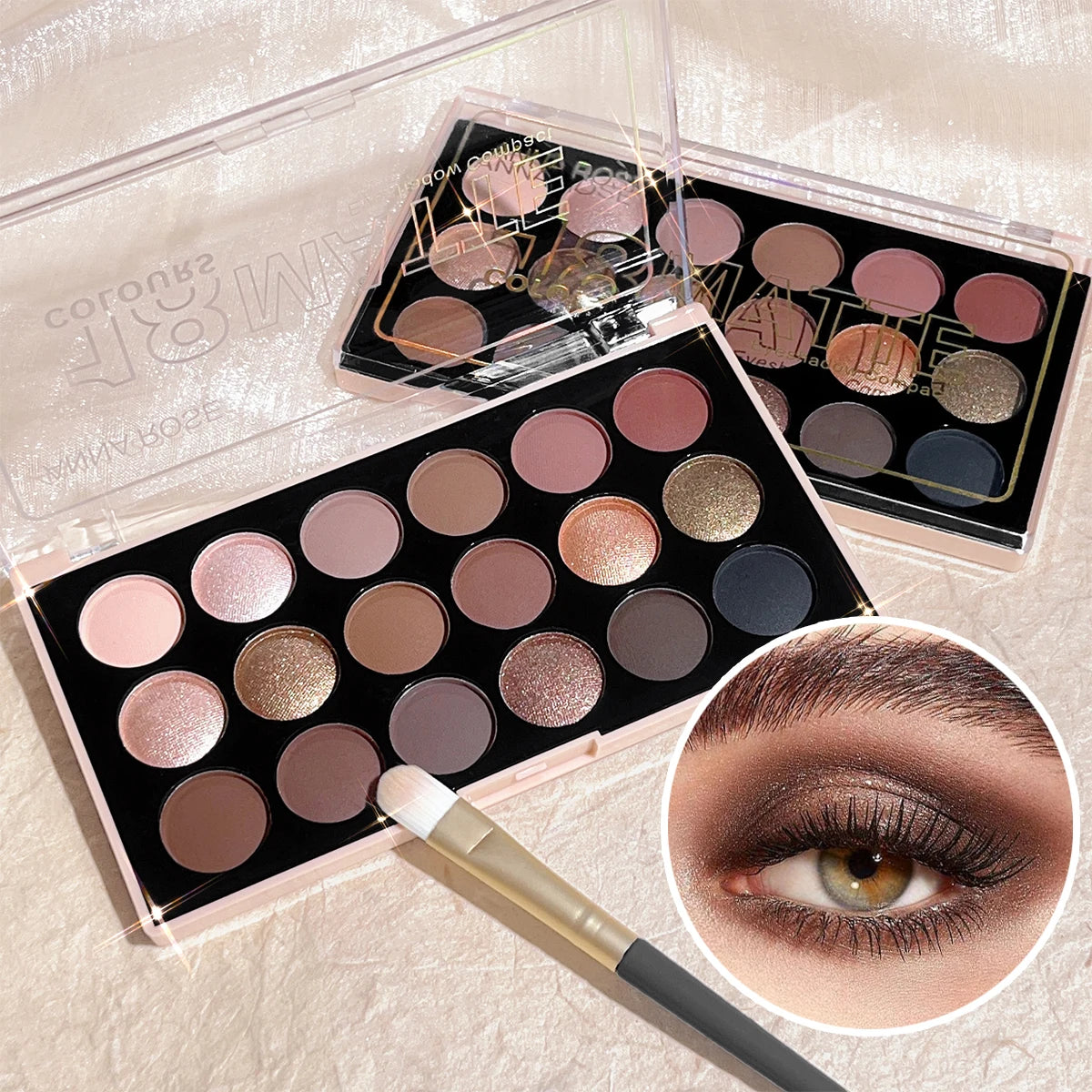 18-Color Eyeshadow Palette – Pearlescent, Matte, Fine Shimmer, Glitter, Earth Tones, Long-Lasting, High-Performance Main image