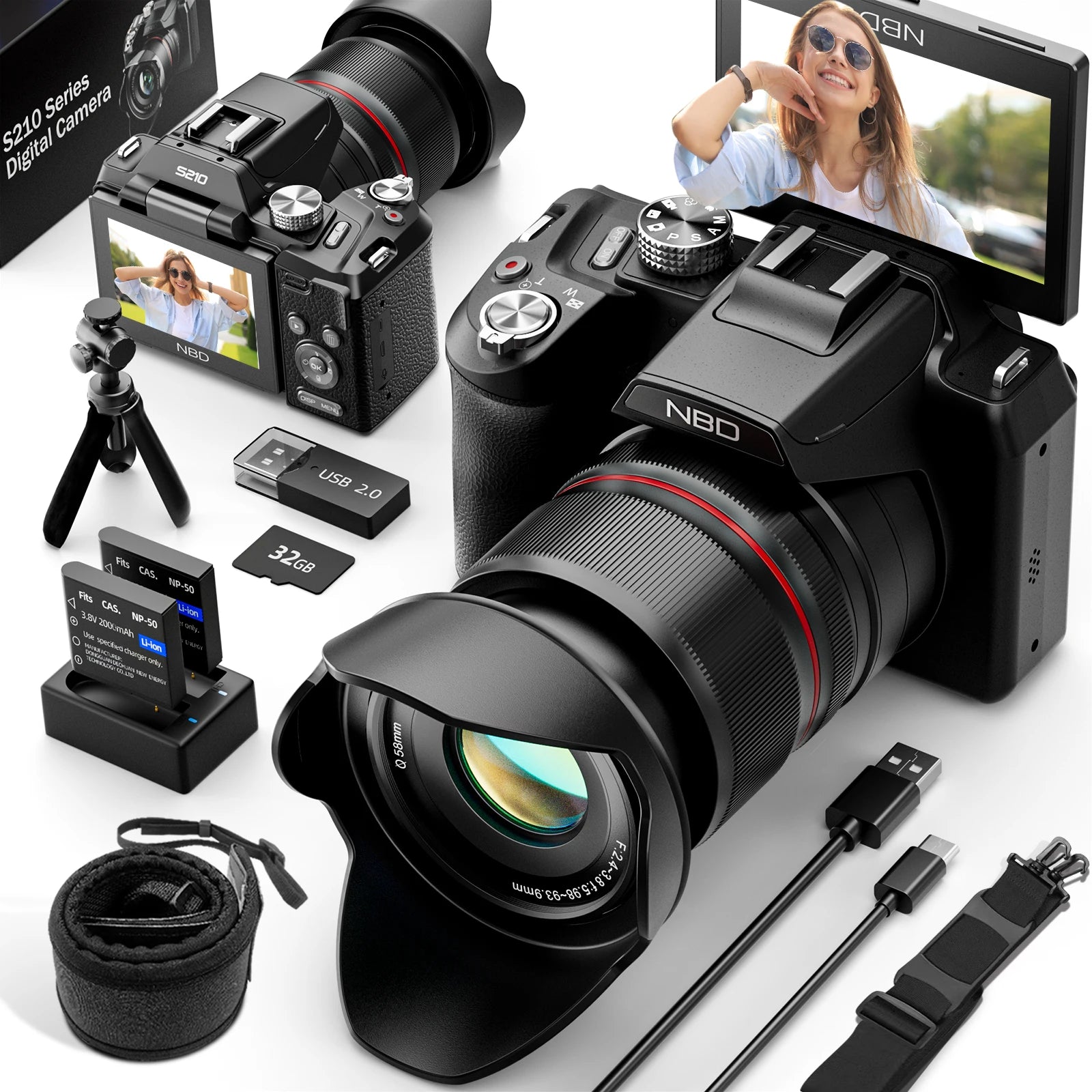 NBD 5K&64MP Digital Cameras For Photography, 16X Optical Zoom Camera With WiFi & App Control, Vlogging Camera With Auto Focus Main image