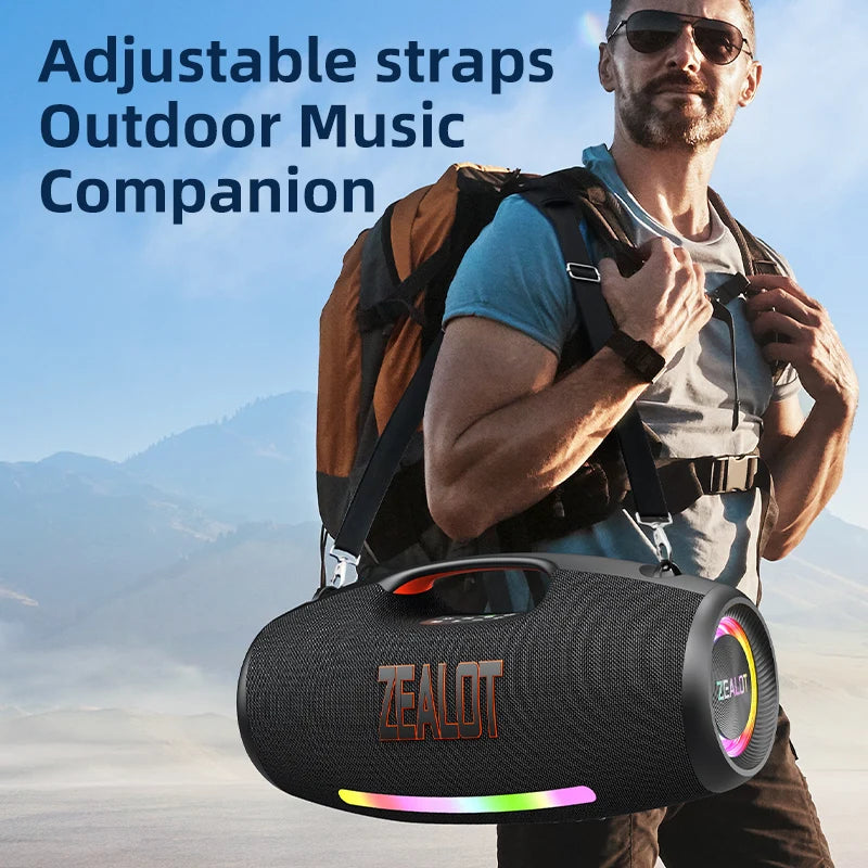 ZEALOT-S89 250W Waterproof Portable Loud Bluetooth Speaker, Wireless Outdoor Boombox SubwooferTriple Passive Radiators-Deep Bass