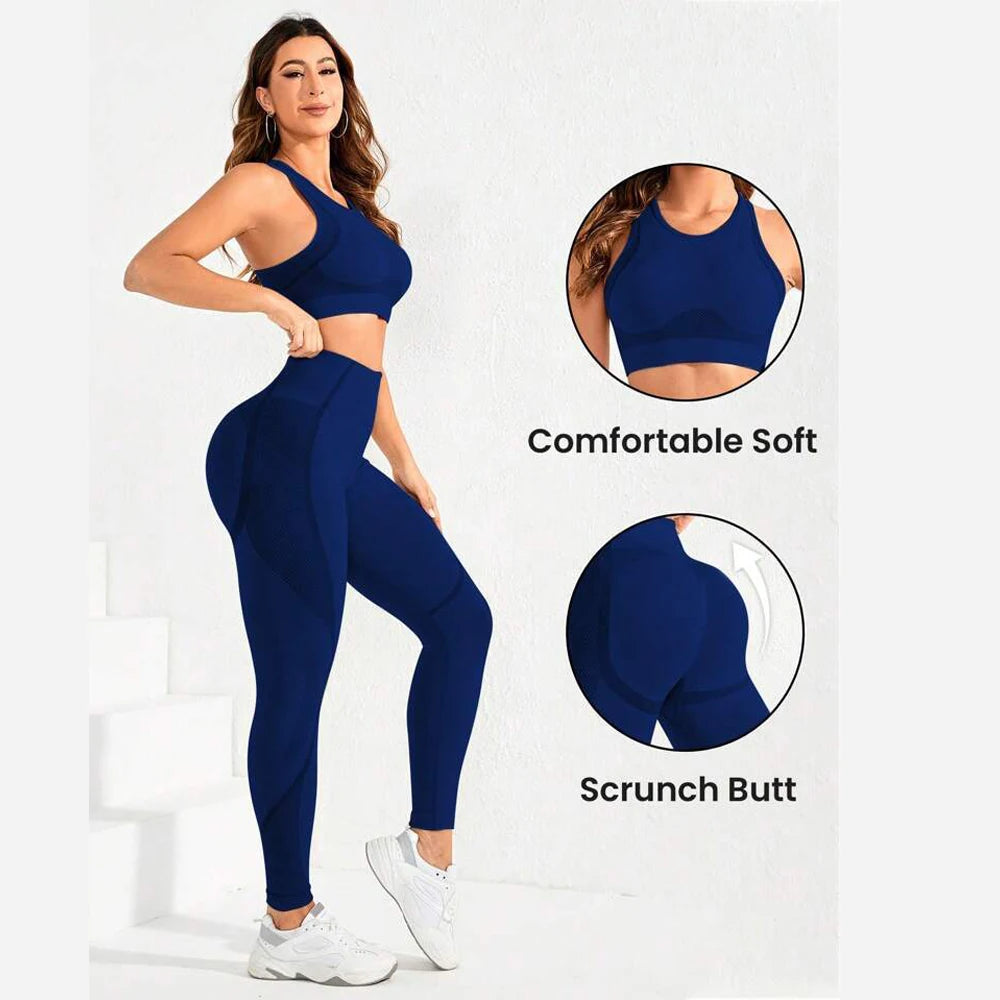 2-piece suit, women's yoga suit, beautiful back high waist trousers combination, seamless super elastic ideal gym clothing Main image