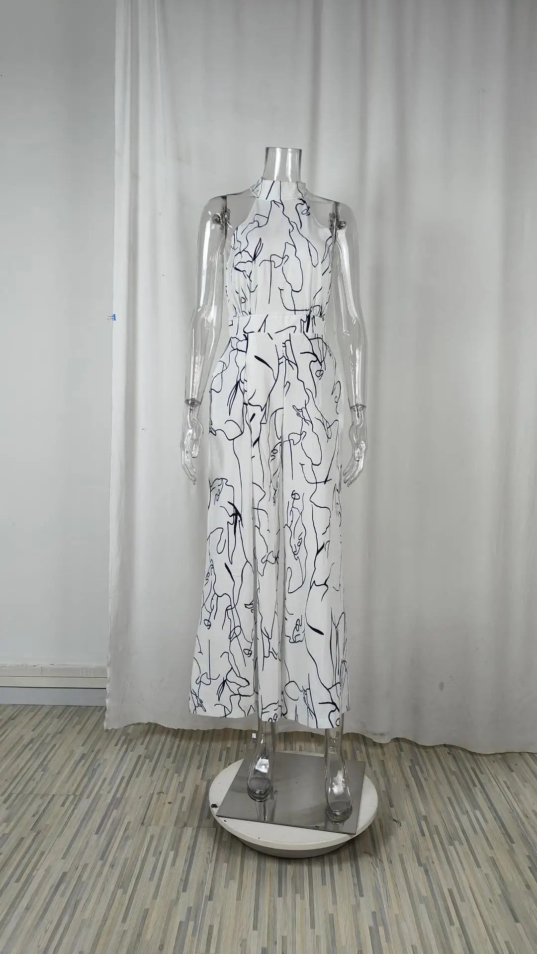 Sexy Sleeveless Jumpsuit Office Lady Spring Summer Fashion Casual Off Shoulder Print Jumpsuits For Women 2024 One Piece Rompers