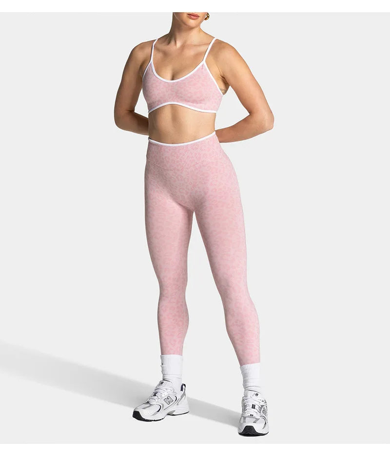 High Waist Leopard Print Yoga Pants, Butt Lifting Tummy Control Leggings 