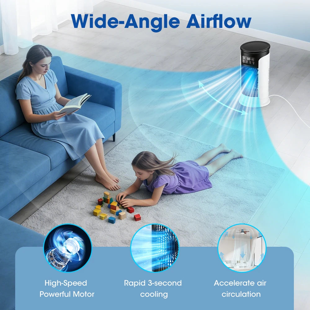 Desktop Air Conditioning Fan 300ML Water/Ice Cooling Fan 6 Speeds Small Air Conditioner Humidifier Cooler Fan With Ambient Light Secondary image