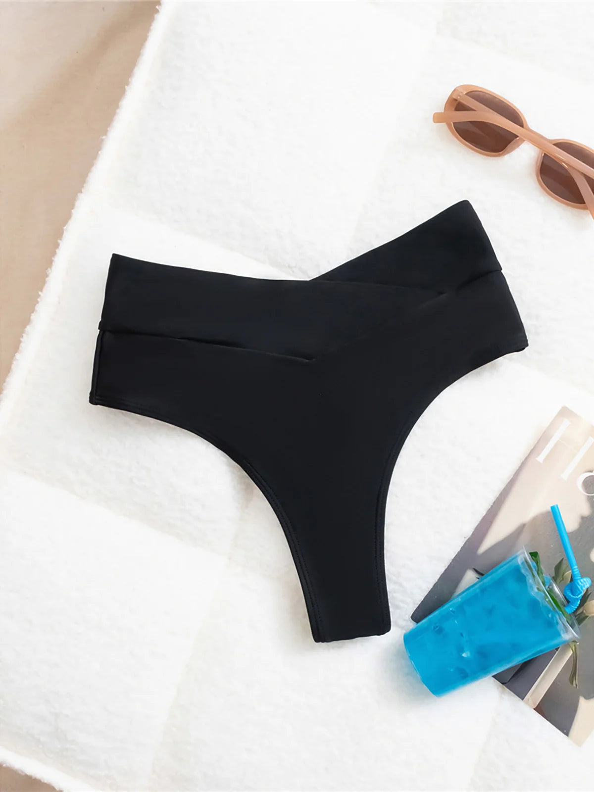 S - XL High Waist High Leg Cut Bikini Bottom Swim Brief Women Swimwear Female Bather Brazilian Tanga Panties Underwear K7095 Main image