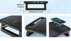 RGB Light Effect Rechargeable Desktop Monitor Height Stand 3 USB 2.0 Port Universal Laptop Storage Rack With Wireless Charging