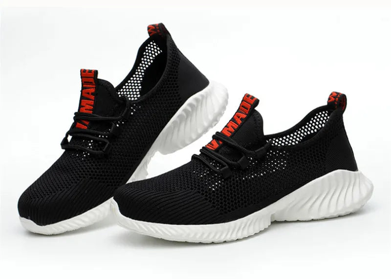 summer work shoes with protection breathable Lightweight safety shoes with iron toe anti-stab anti-slip working summer shoes