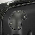 Comanlai 3Pcs Rolling Luggage Sets, Black Hard-shell Suitcases, Classical Striped Design, with 360° Universal Wheels, TSA Lock and Telescopic Handle,  for Business Outdoor Travelling