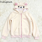 2025 Ropa Mujer Japanese Hoodies Jackets Women's Clothing Bear Ear Hooded Zipper Sweatshirts Fashion Casual Cute Hoodie Tops