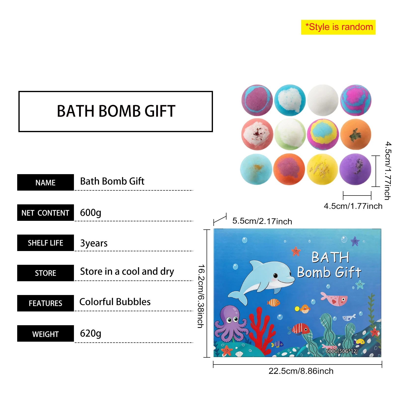 12pcs Kids Bath Bombs Set with Surprise Toys Inside Natural Organic Bubble Bath Fizzies Balls Gift for Children Holiday Gift Set