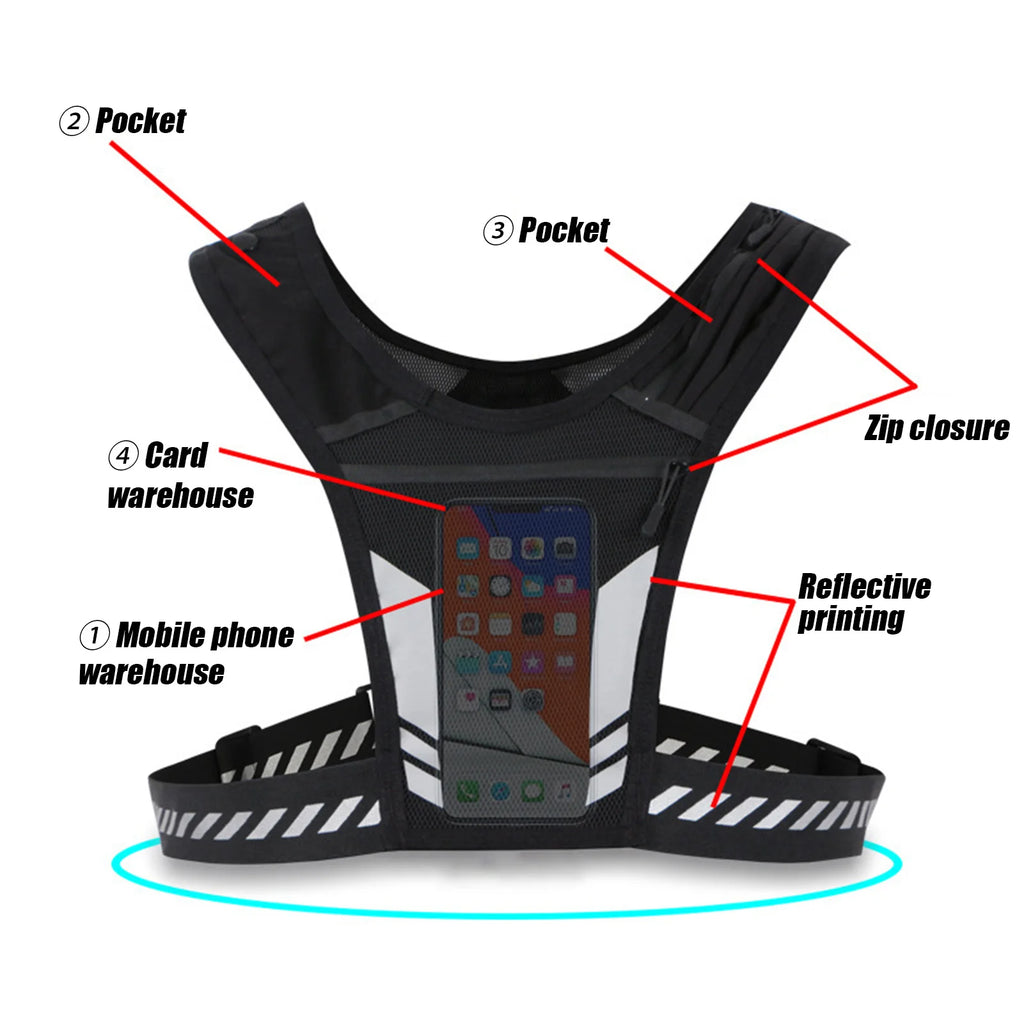 Ultra Light Running Vest with Phone Pocket Water Bottle Holder Breathable Hydration Pack for Outdoor Cycling Hiking Trail