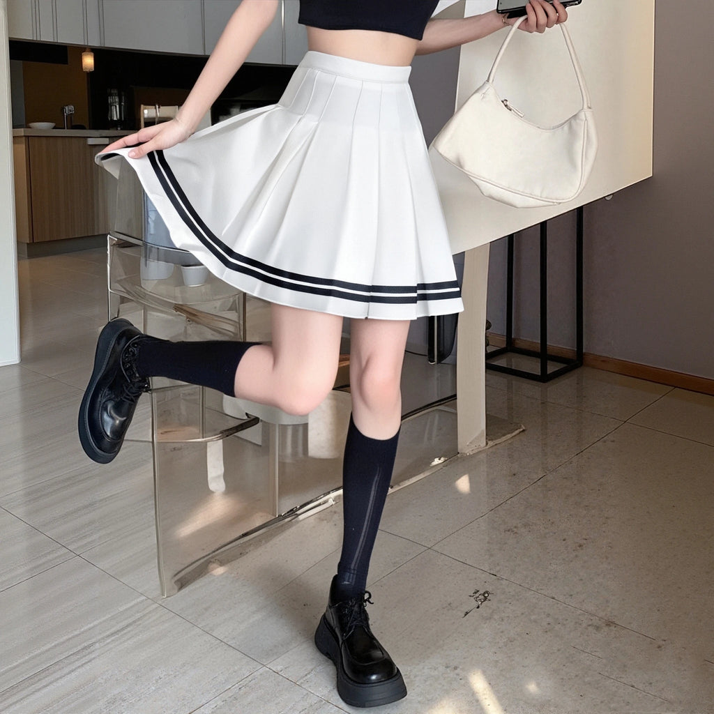 Vintage Korean Style Patchwork Skirt Harajuku JK Black Pleated Skirts Gothic Streetwear High Waist Mini Skirt Women Punk Skirt