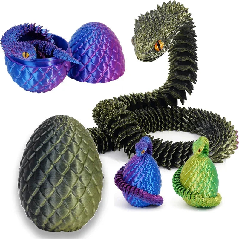 3D Printing Action Figure Snake Egg Toys Creative Stress Relief Anime Figures Moveable Rotation Desktop Ornaments Gift