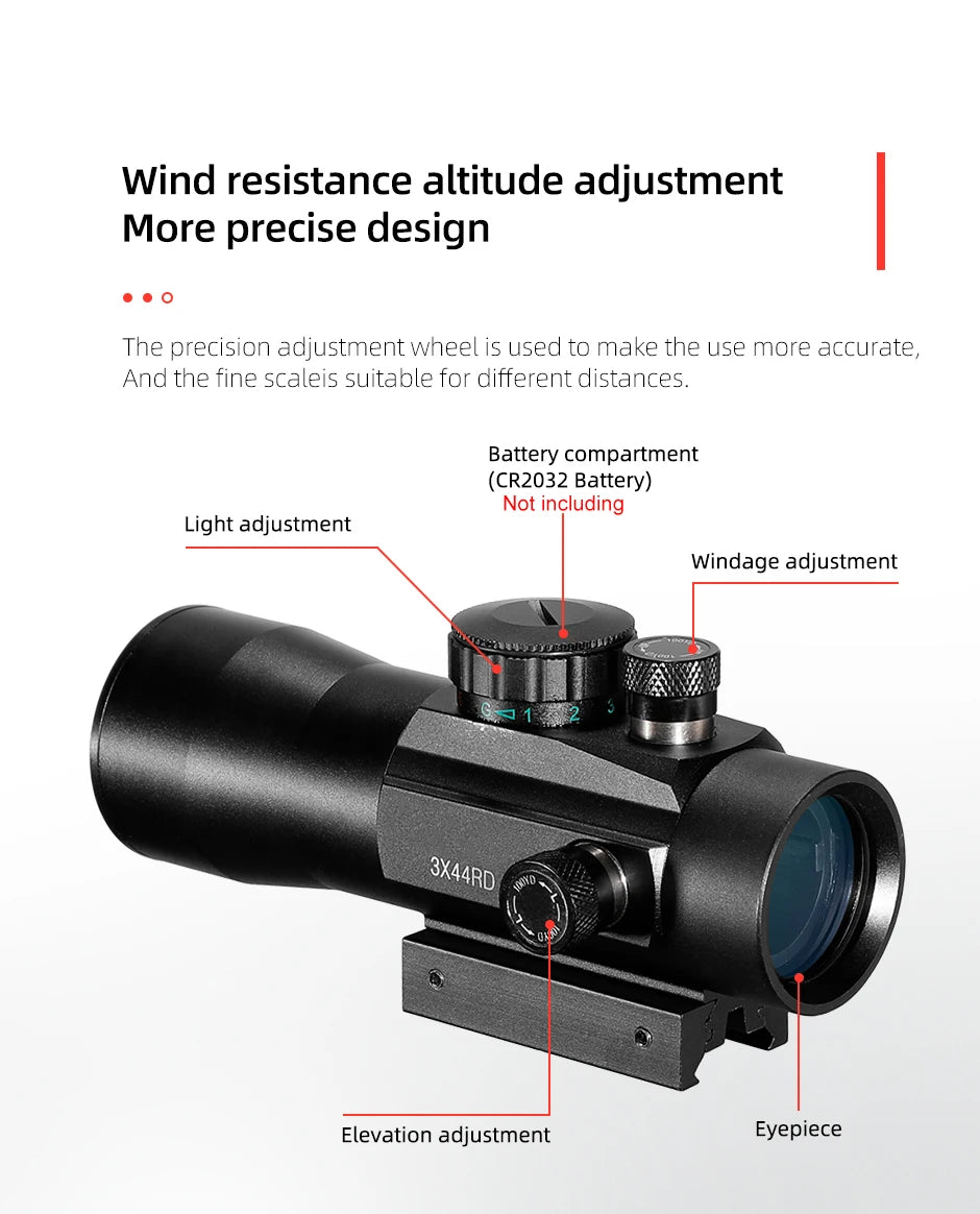 3X44 Green Red Dot Sight Scope 2X40 Red Dot 3X42 Tactical Optics Riflescope Fit 11/20mm Rail 1X40 Sight for Hunting