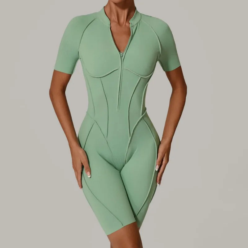 Women's Tracksuit Gym Workout Sports Clothes Outfit Zipper Jumpsuit Yoga Fitness Overalls Set Open Back Bodysuits Suit for Women Secondary image