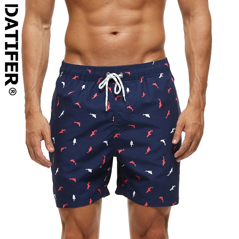 DATIFER Summer New Fashion Polyester Men Shorts Beach Quick Dry Printing Swimsuit Plus Size Mesh Liner Surfing Gym Shorts Men Main image