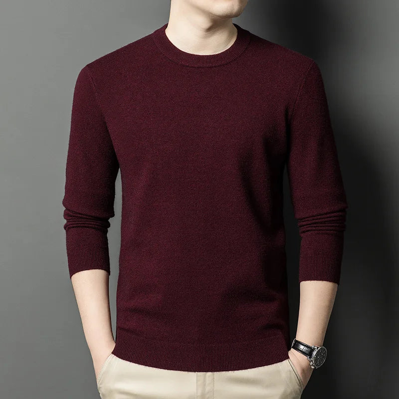 2025 New Men's Casual Sweater Round Neck Long Sleeve Knitted Sweater Diamond Pattern Fashion Versatile Top 2029