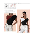 Sexy Short Sleeve Shirt Women Off Shoulder Patchwork Color Basic Tops Woman Summer Blouses Female Elegant Shirt