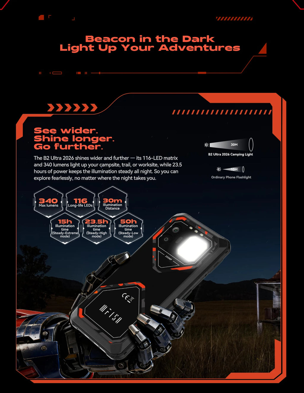 World Premiere IIIF150 B2 Ultra 2026 Rugged Phone MTK G100 Chip 256GB ROM 200MP Main Camera 15000mAh Battery Smartphone