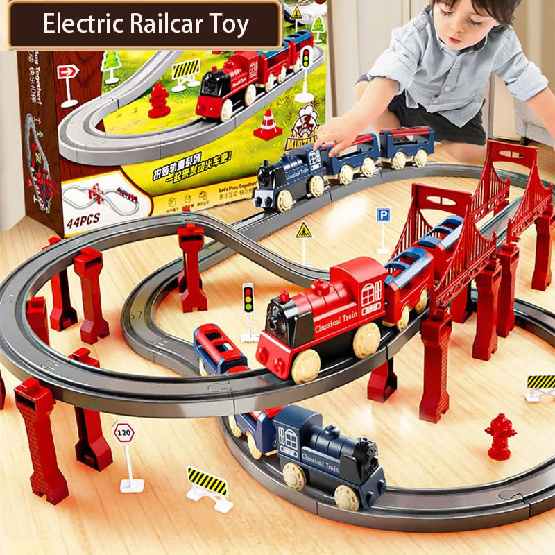 44Pcs/set Electric Train Track Sets Assembling Rail Train Car Toys Boy Educational Simulation Model Christmas Birthday Gift Main image