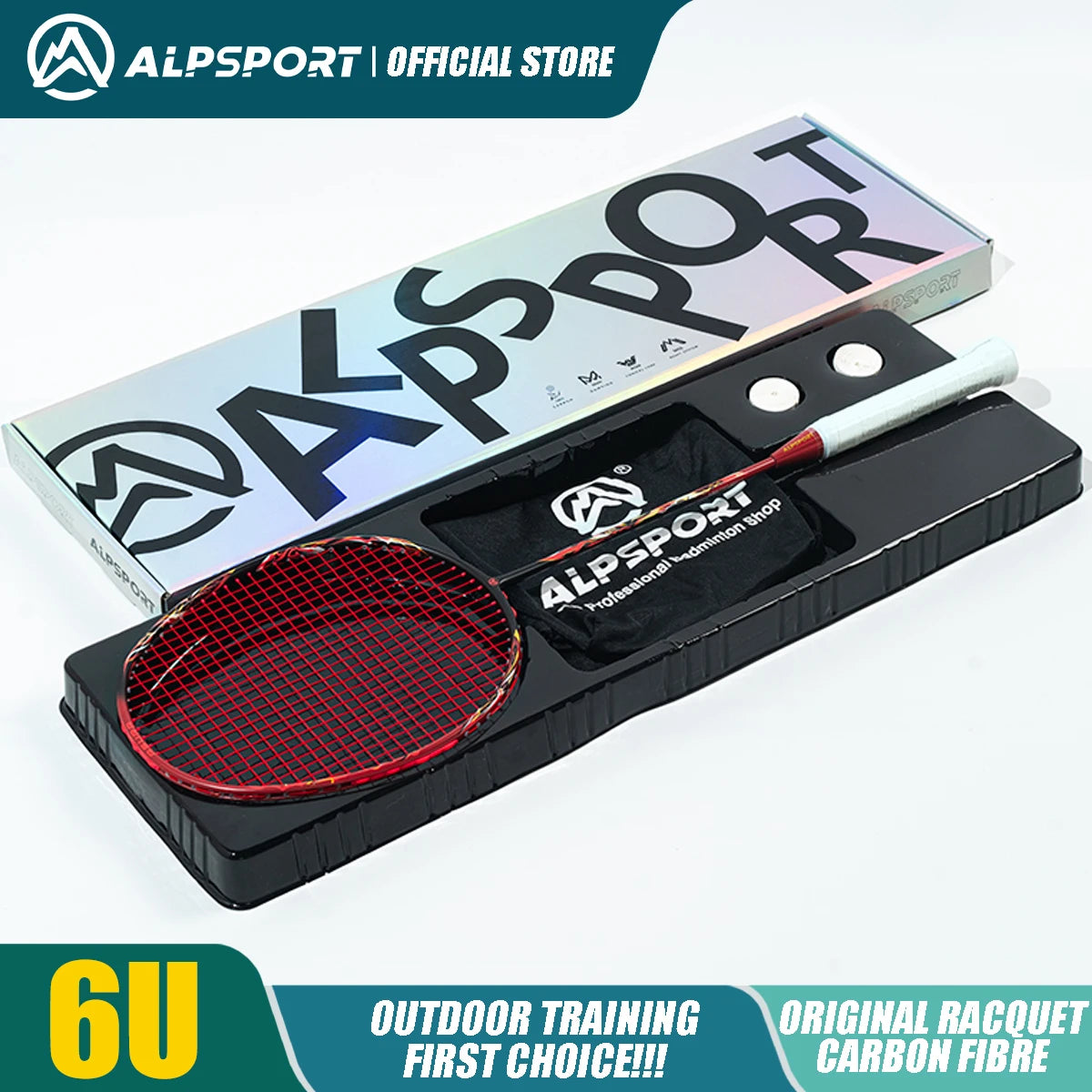 ALP Asura 6U MAX 38LBS G5 Black Badminton Racket Full Carbon Fiber Original Pro Offensive for Teens & Outdoor Sports