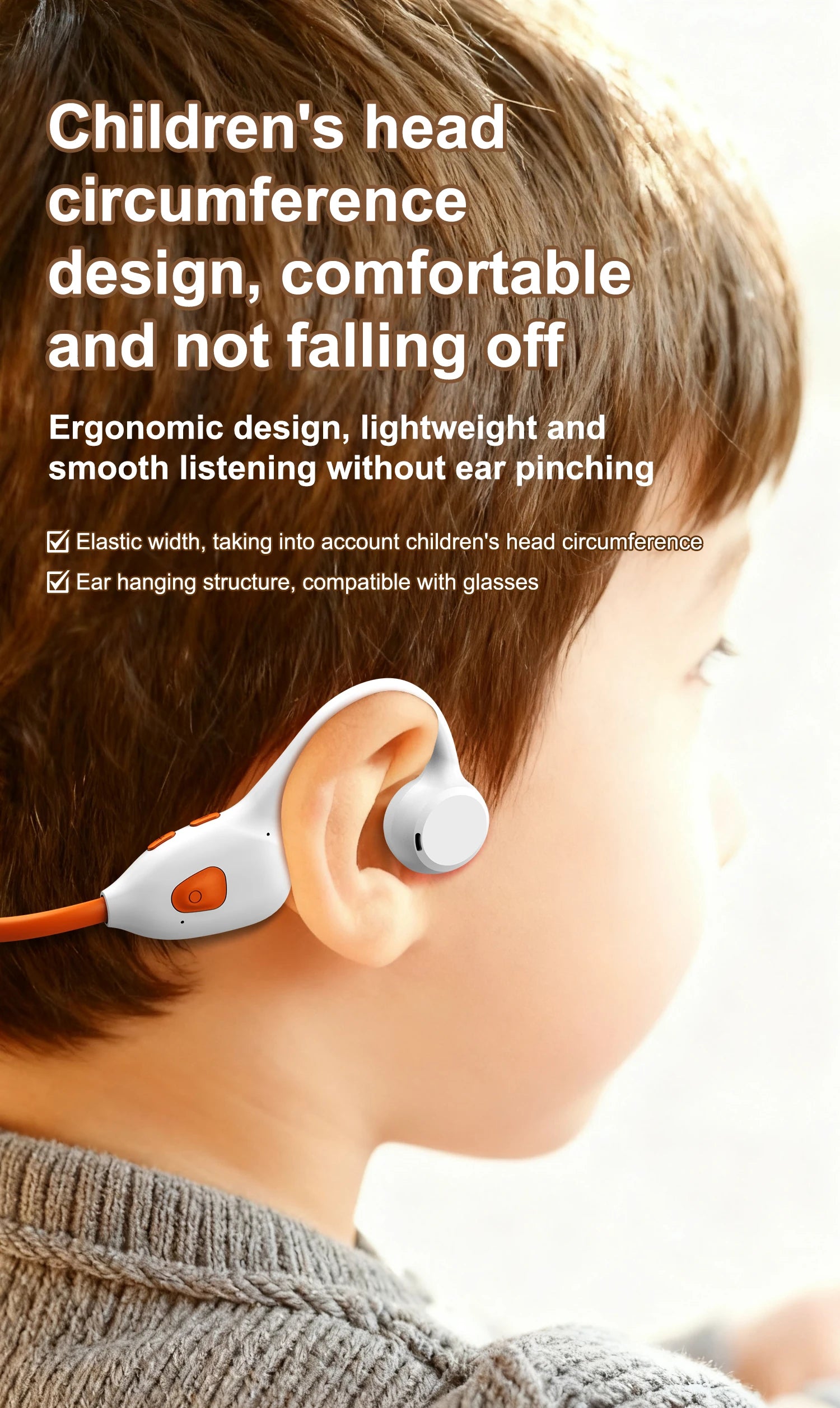 Air Conduction Stereo Headphones Kids Open Ear Bluetooth6.0 Earphones  Wireless Learning Noise Reduction Music Headset Earhook