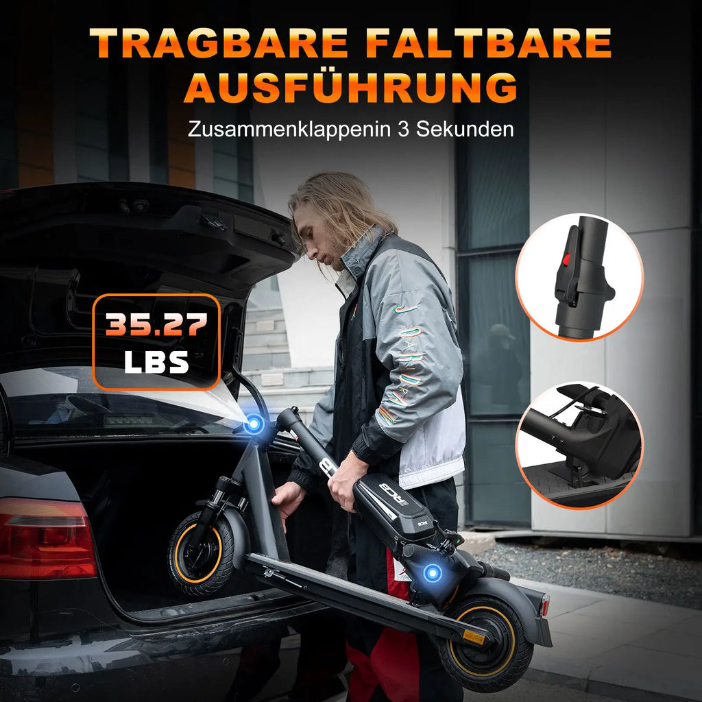 RCB EV10Z Electric Scooter With ABE Road Approval 350W Motor 36V11.4Ah Battery 35-40km Range 10 Inch Wheel Foldable 120KG Max Load For Urban Commute
