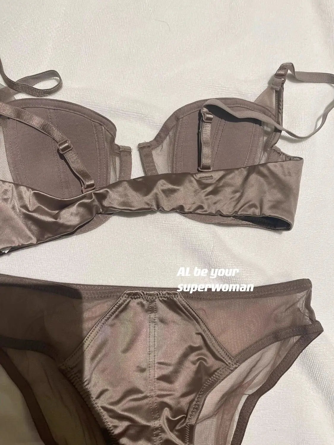Front Buckle Push Up Bra for Women Lingerie Set Sexy Satin Mesh Semi-Cup Wireless Lift Bra Set with Adjustable Straps S-XL Size