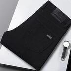 Wthinlee New Business Men's Jeans Casual Straight Stretch Fashion Classic Blue Black Work Denim Trousers Male Brand Clothing