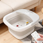 Folding Foot Bath Massager with Heat Vibration 4 Rollers Temperature Control Wireless Remote Foot Spa for Pain Relief Home Use